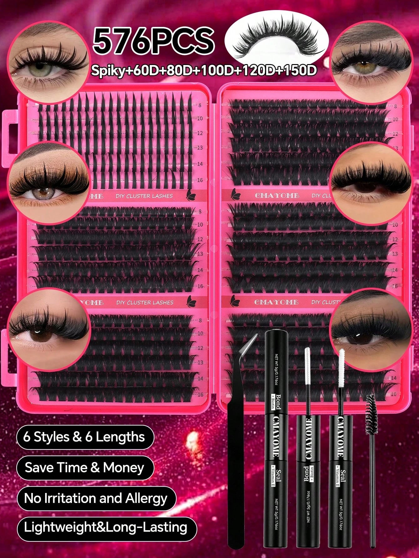 720/684/648/200pcs Multi-Style D-Curl Eyelash Cluster Set, 8-16mm Large Capacity Individual Lashes. Easy For DIY Daily Makeup Use At Home. Suitable For Date, Travel, Photography, Wedding, Holiday And