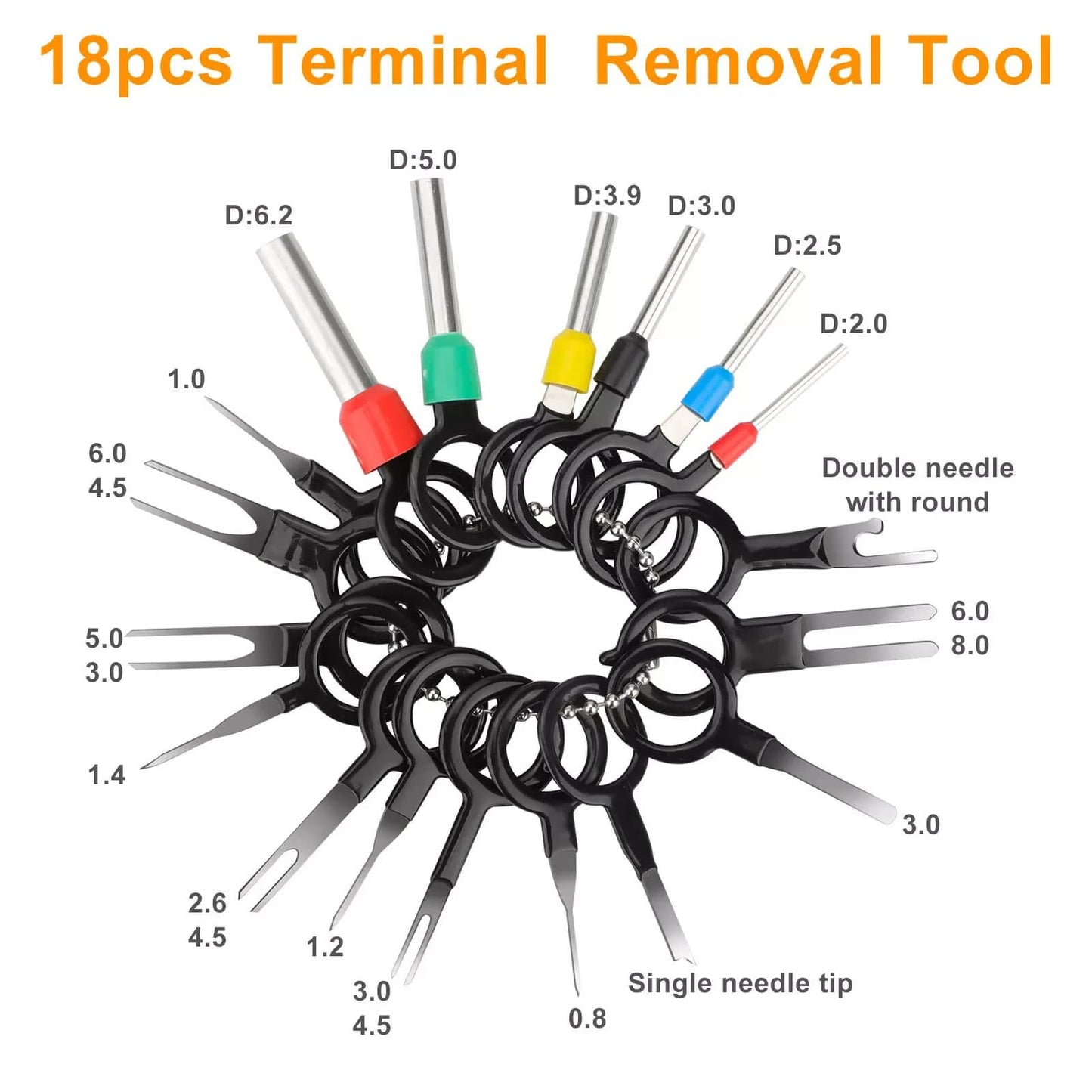739Pcs Automotive Electrical Connector Pins Kit, Durable Copper & Plastic Material, Multi-Size Wire Harness Terminal Set; Sleek Color-Coded (Red/Yellow/Blue) Practical Style, Compartmentalized Storag