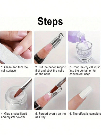 75ml NOCIS Acrylic Liquid Monomer Set- Professional Odorless Nail Extension System, Includes 3 Nail Brushes And Glass Mixing Palette, Suitable For Acrylic Press-On Nails