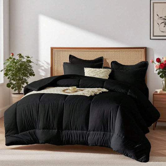 7Pcs/5Pcs Chic Bed Comforter Set, Designed With Geometric Quilting, Suitable For Hotel Bedroom Room Decor, Suitable For All Four Seasons, Soft And Comfortable Summer Bedding Set, Including 1 Comforter