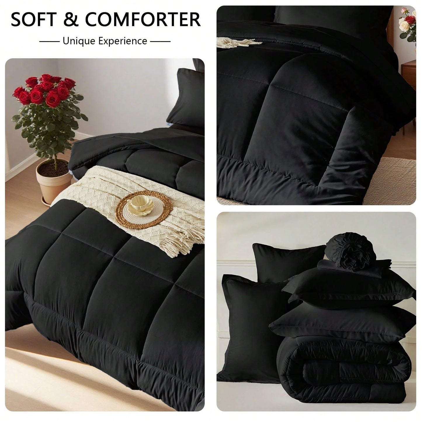 7Pcs/5Pcs Chic Bed Comforter Set, Designed With Geometric Quilting, Suitable For Hotel Bedroom Room Decor, Suitable For All Four Seasons, Soft And Comfortable Summer Bedding Set, Including 1 Comforter