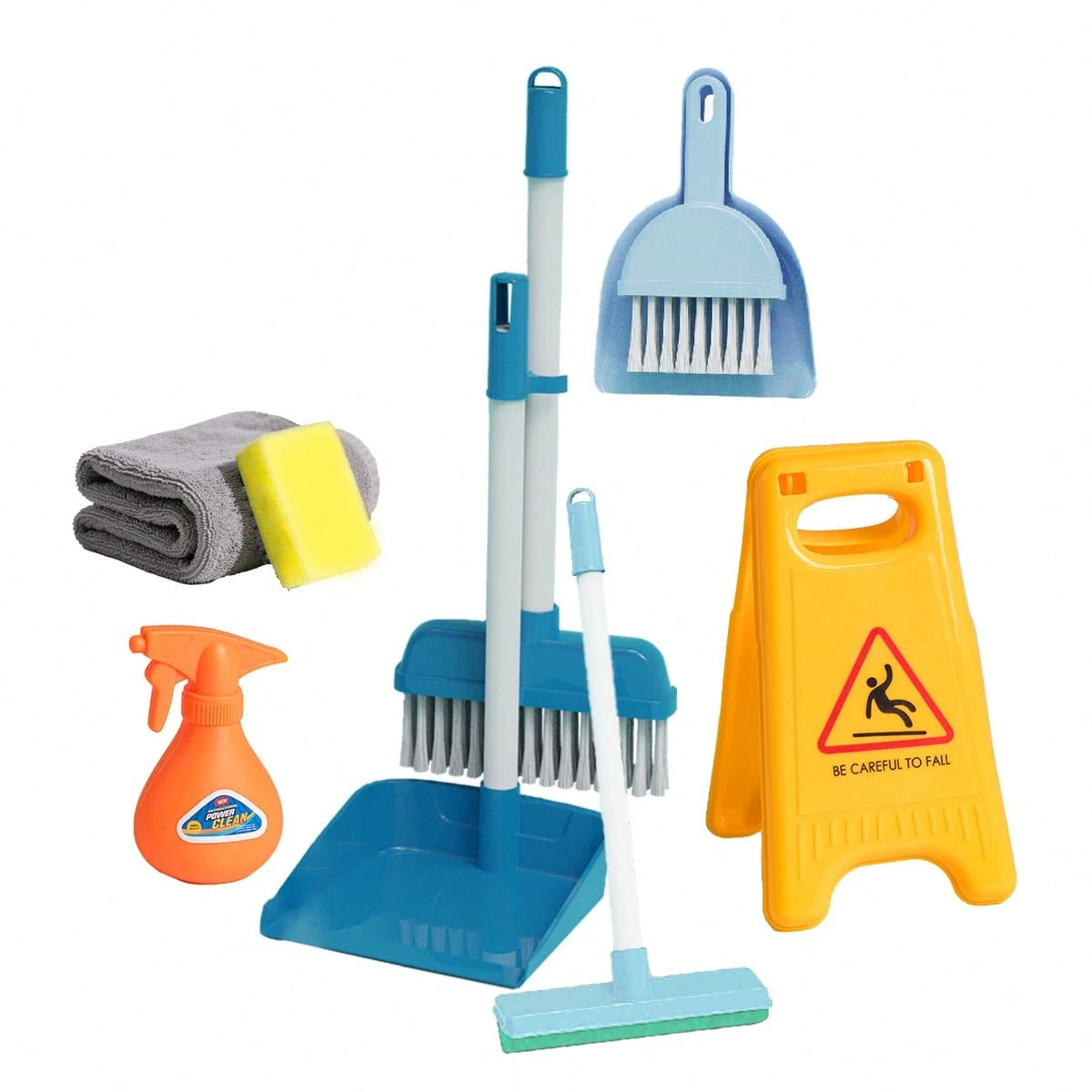 7pcs/9pcs Children's Play Cleaning Tool Set Includes Broom, Mop, Dustpan, Spray Bottle, Sponge, And More Household Chore Role-Play Toys Parent-Child Interactive Cleaning Games Suitable For Boys And Gi