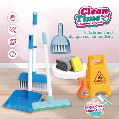 7pcs/9pcs Children's Play Cleaning Tool Set Includes Broom, Mop, Dustpan, Spray Bottle, Sponge, And More Household Chore Role-Play Toys Parent-Child Interactive Cleaning Games Suitable For Boys And Gi