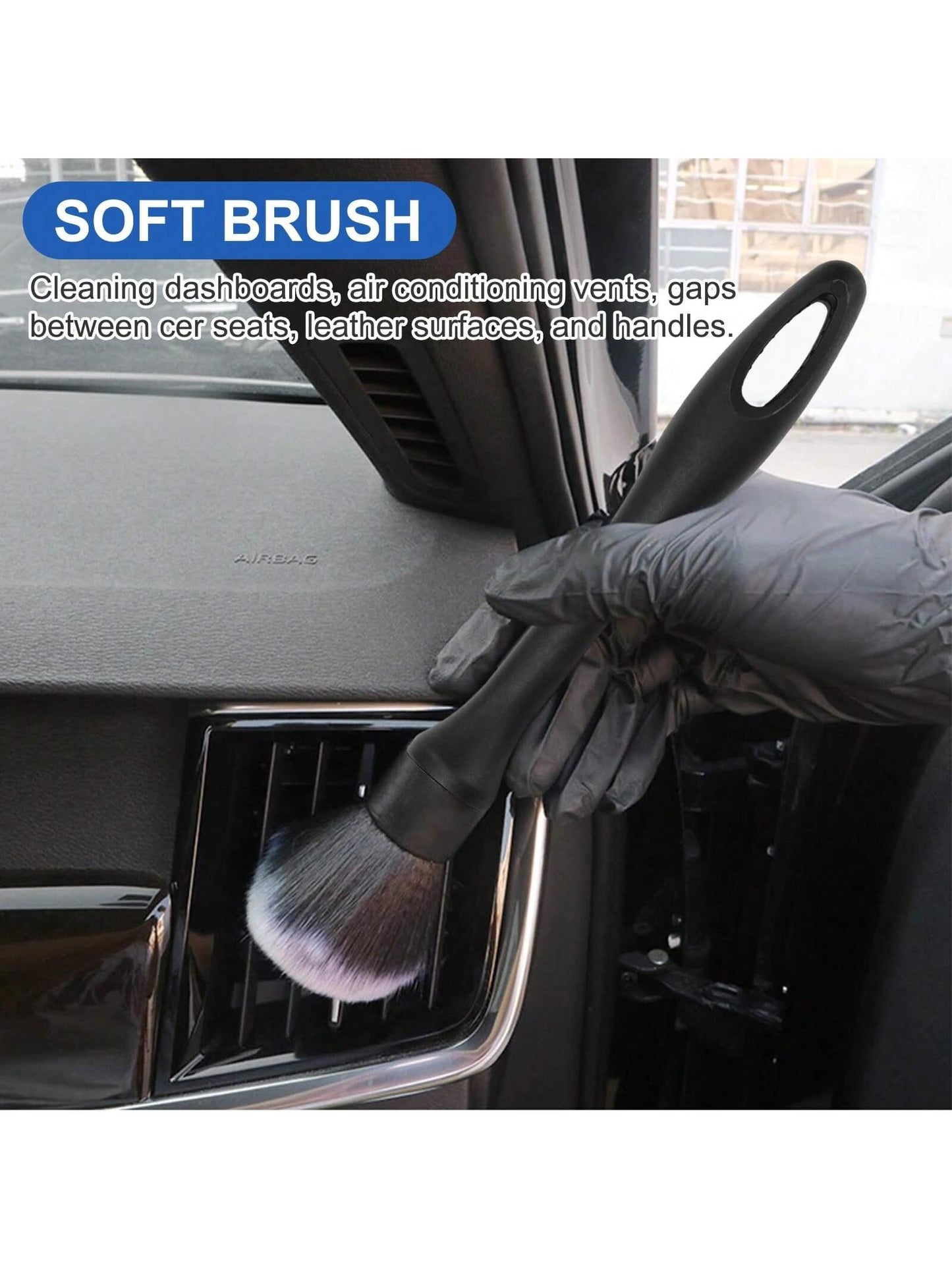7pcs Car Interior Cleaning Kit, Includes Cleaning Gel, Soft Microfiber Cloth, Vent Duster, Car Cleaning Clay, Detail Cleaning Brush Accessories, Suitable For Car Decor, Sedan, Truck, SUV, RV, Etc.