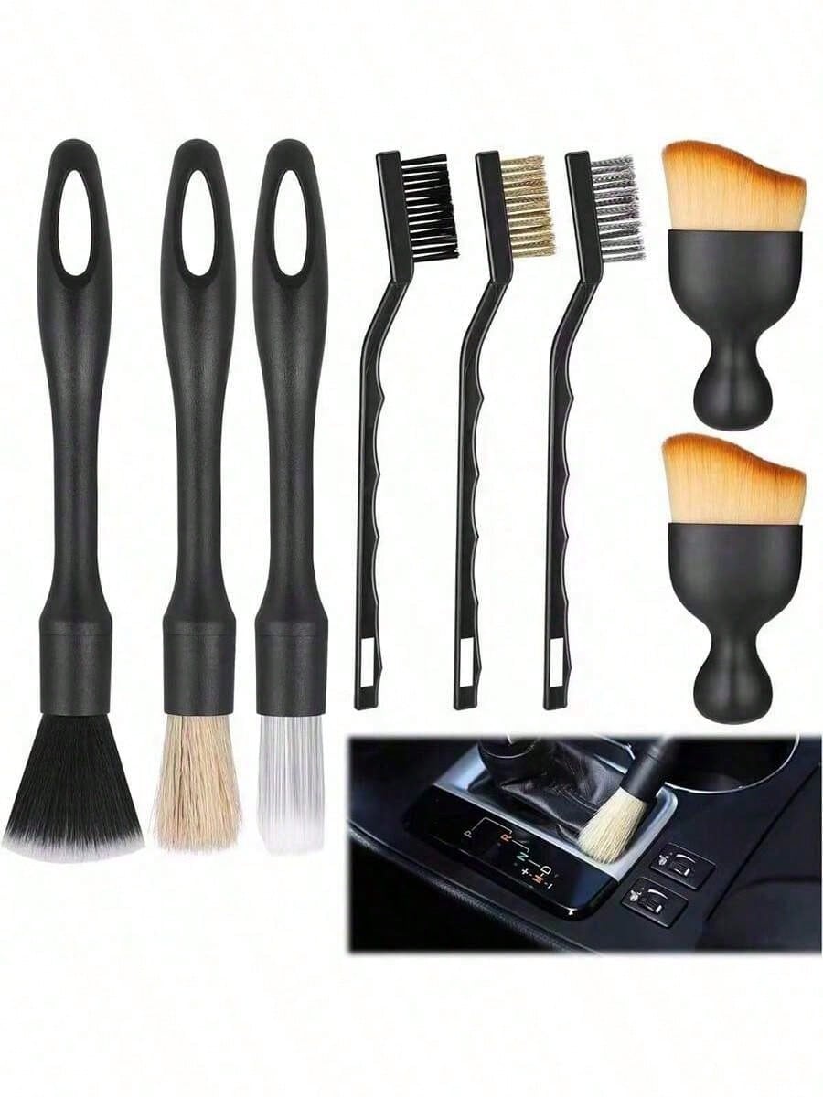 7pcs Car Interior Cleaning Kit, Includes Cleaning Gel, Soft Microfiber Cloth, Vent Duster, Car Cleaning Clay, Detail Cleaning Brush Accessories, Suitable For Car Decor, Sedan, Truck, SUV, RV, Etc.
