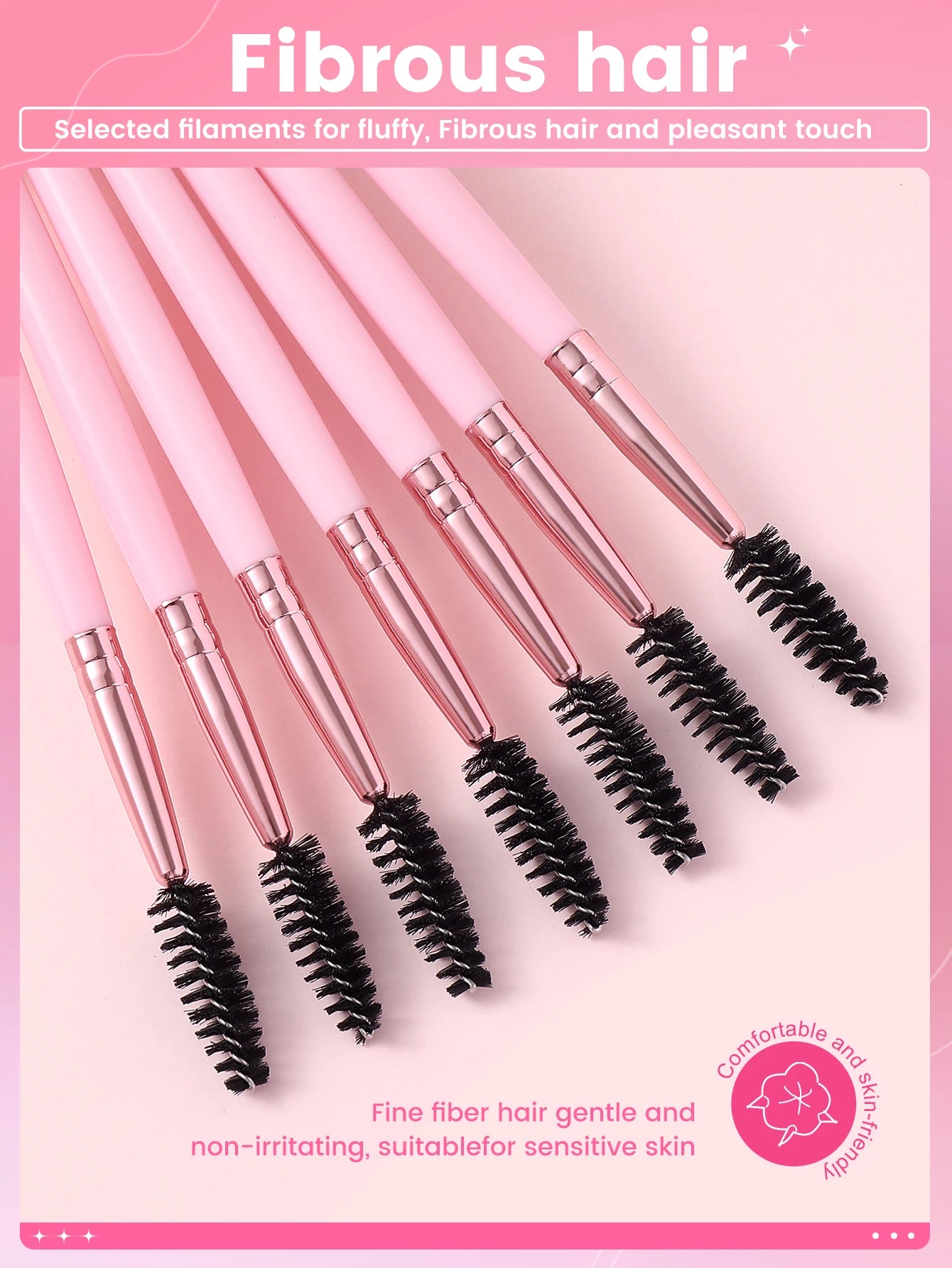 7PCS Eye Pink Stick Mascara Brush Is Suitable For Eyebrow And Eyelash Extender, Which Can Be Used Repeatedly
