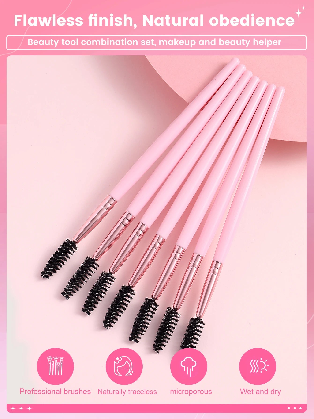 7PCS Eye Pink Stick Mascara Brush Is Suitable For Eyebrow And Eyelash Extender, Which Can Be Used Repeatedly