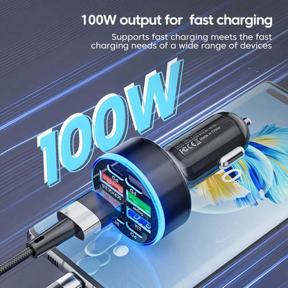 8-In-1 Super Fast Charging Adapter, 4 USB + 4 PD Car Charger, Compatible With IPhone 17 Pro Max, 14 Plus, 13, 12, 11, Compact & Portable, With QC3.0 Fast Charging, LED Indicator, PD+USB Dual Output, S
