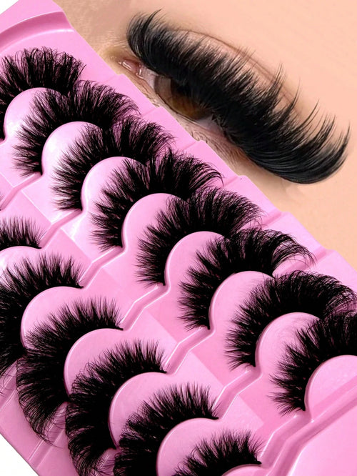 8 Pairs Upgraded Fox Eye Lashes, Cute Natural Look Faux Mink Fluffy Thick Cat Eye Lashes, 3D Natural Wispy Crossed Cartoon Lashes, Eyelash Extension