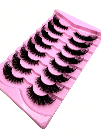 8 Pairs Upgraded Fox Eye Lashes, Cute Natural Look Faux Mink Fluffy Thick Cat Eye Lashes, 3D Natural Wispy Crossed Cartoon Lashes, Eyelash Extension