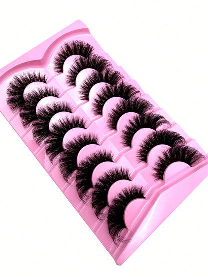 8 Pairs Upgraded Fox Eye Lashes, Cute Natural Look Faux Mink Fluffy Thick Cat Eye Lashes, 3D Natural Wispy Crossed Cartoon Lashes, Eyelash Extension