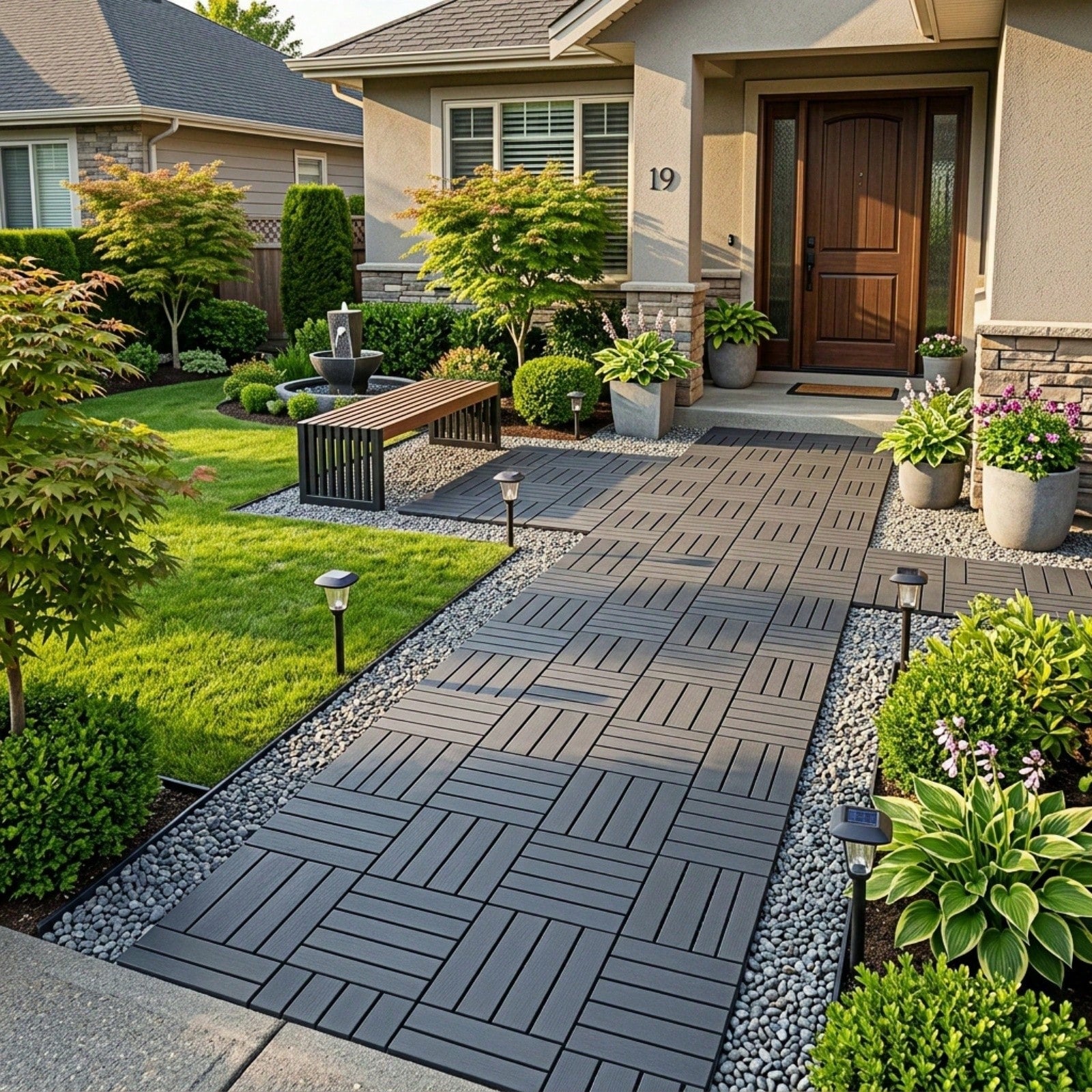 84 PCS Interlocking Deck Tiles, 12" X 12" Outdoor Patio Flooring, All-Weather Heavy Duty Modular Pavers With Non-Slip Wood Grain Design For Porch, Garden, Balcony And Poolside, Grey