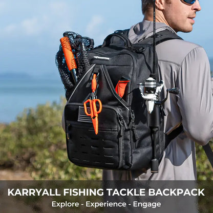 40L Fishing Tackle Backpack with Rod Holders & 4 Tackle Boxes, Waterproof Fishing Gear Storage Bag for Camping, Hunting & Outdoor Activities