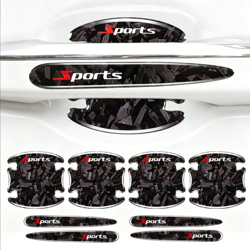 8pcs Car Accessories Black Red Blue Exterior Stickers Carbon Fiber Forged Pattern Car Door Bowl Protector Stickers Car Door Handle Anti-Collision Strip Carbon Pattern Door Bowl Universal Decorative St