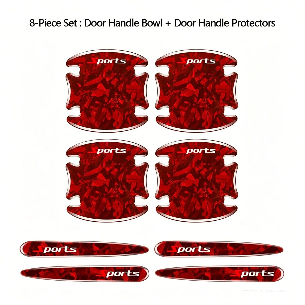 8pcs Car Accessories Black Red Blue Exterior Stickers Carbon Fiber Forged Pattern Car Door Bowl Protector Stickers Car Door Handle Anti-Collision Strip Carbon Pattern Door Bowl Universal Decorative St
