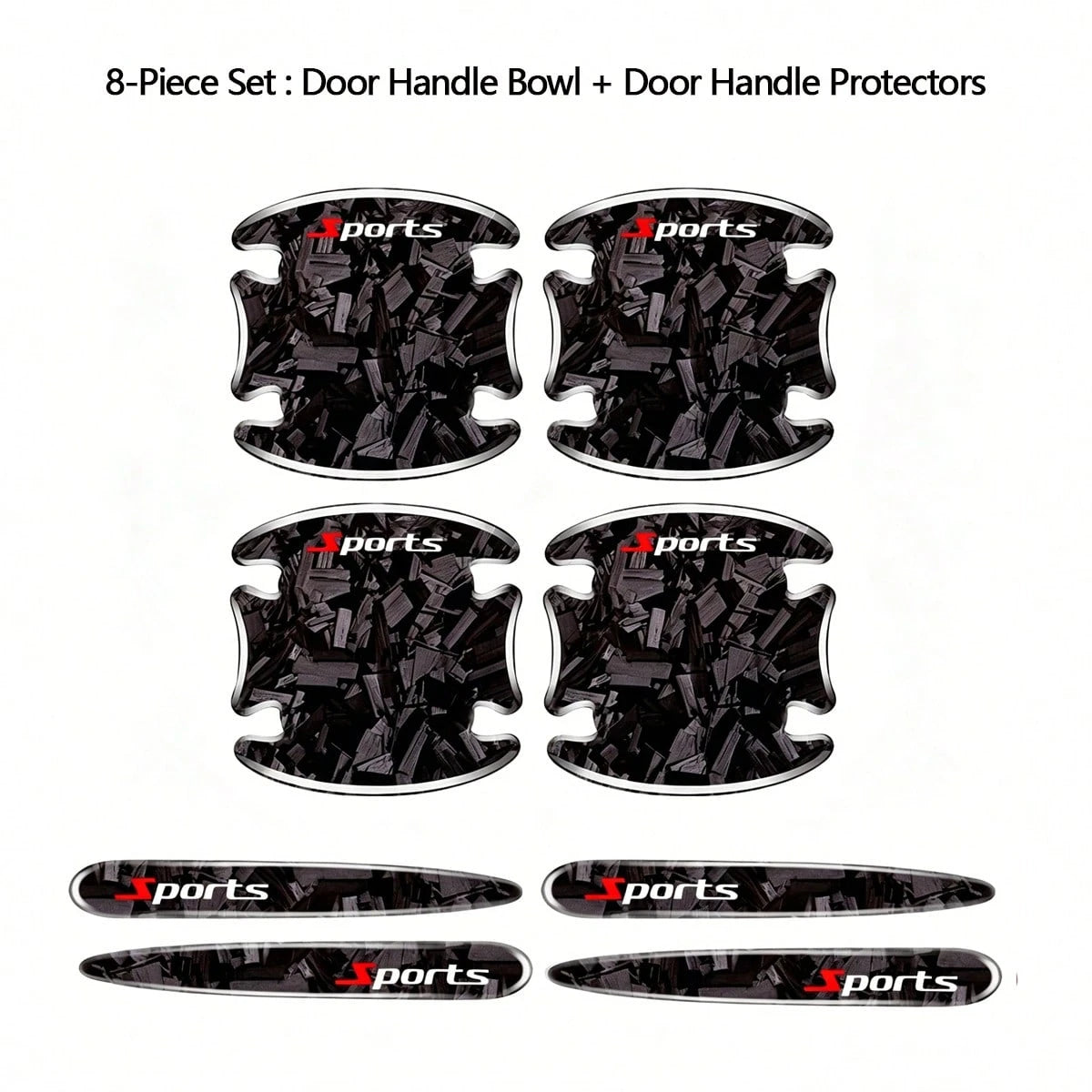 8pcs Car Accessories Black Red Blue Exterior Stickers Carbon Fiber Forged Pattern Car Door Bowl Protector Stickers Car Door Handle Anti-Collision Strip Carbon Pattern Door Bowl Universal Decorative St