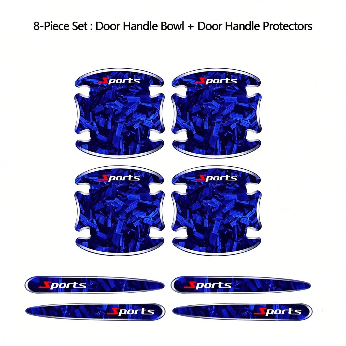 8pcs Car Accessories Black Red Blue Exterior Stickers Carbon Fiber Forged Pattern Car Door Bowl Protector Stickers Car Door Handle Anti-Collision Strip Carbon Pattern Door Bowl Universal Decorative St