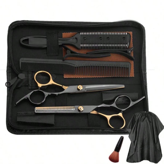 8Pcs/Set Premium Stainless Haircutting Scissors Set- Razor Sharp Professional Barber Shears, Durable Thinning Shears, Versatile Blending For Stylish Cuts-Perfect For Barbers & Home Stylists,Hair Tool