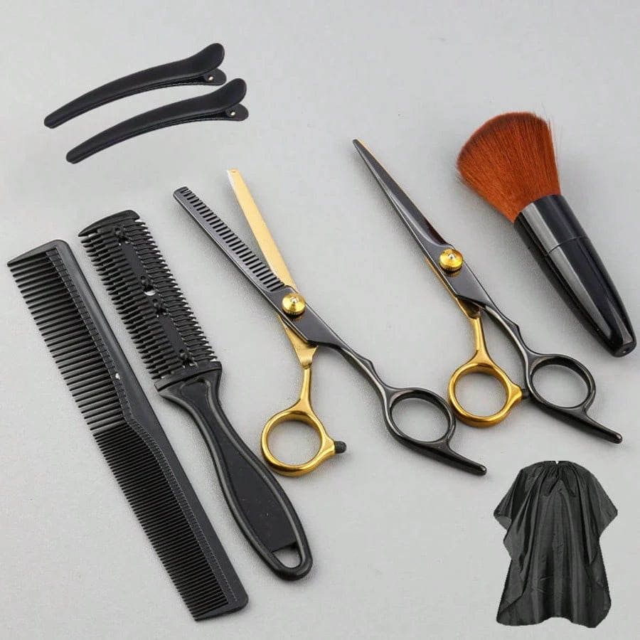 8Pcs/Set Premium Stainless Haircutting Scissors Set- Razor Sharp Professional Barber Shears, Durable Thinning Shears, Versatile Blending For Stylish Cuts-Perfect For Barbers & Home Stylists,Hair Tool