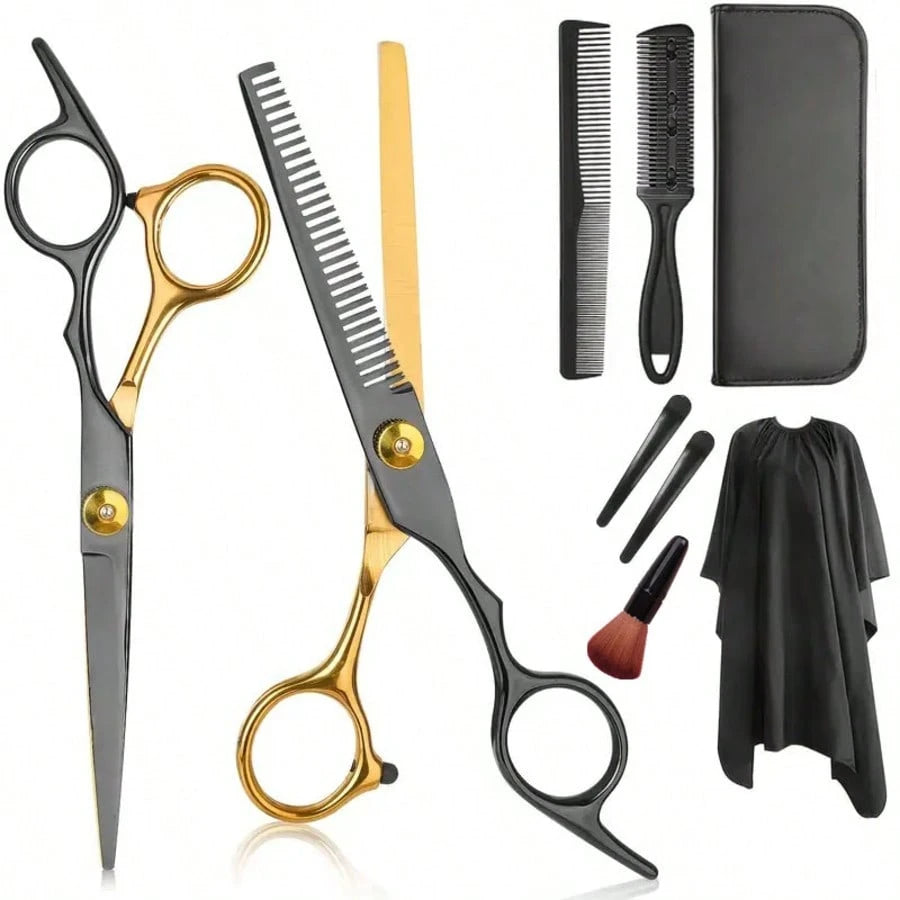 8Pcs/Set Premium Stainless Haircutting Scissors Set- Razor Sharp Professional Barber Shears, Durable Thinning Shears, Versatile Blending For Stylish Cuts-Perfect For Barbers & Home Stylists,Hair Tool