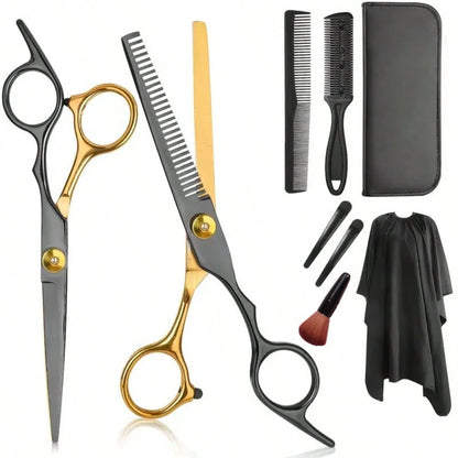 8Pcs/Set Premium Stainless Haircutting Scissors Set- Razor Sharp Professional Barber Shears, Durable Thinning Shears, Versatile Blending For Stylish Cuts-Perfect For Barbers & Home Stylists,Hair Tool
