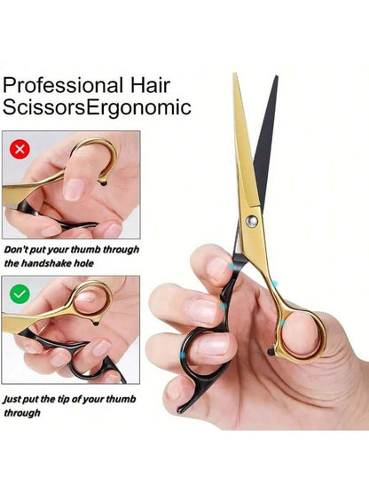 8Pcs/Set Premium Stainless Haircutting Scissors Set- Razor Sharp Professional Barber Shears, Durable Thinning Shears, Versatile Blending For Stylish Cuts-Perfect For Barbers & Home Stylists,Hair Tool