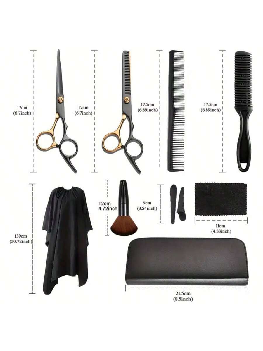 8Pcs/Set Premium Stainless Haircutting Scissors Set- Razor Sharp Professional Barber Shears, Durable Thinning Shears, Versatile Blending For Stylish Cuts-Perfect For Barbers & Home Stylists,Hair Tool