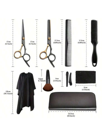 8Pcs/Set Premium Stainless Haircutting Scissors Set- Razor Sharp Professional Barber Shears, Durable Thinning Shears, Versatile Blending For Stylish Cuts-Perfect For Barbers & Home Stylists,Hair Tool