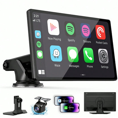 9-Inch CarPlay Screen For Car- Portable Multimedia Player With HD Backup Camera, GPS Navigation, Siri Voice Assistant, FM Radio, AUX & Mirror Link- Supports Apple CarPlay & Android Auto