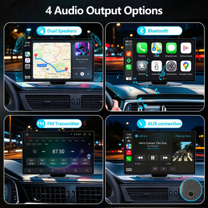 9-Inch CarPlay Screen For Car- Portable Multimedia Player With HD Backup Camera, GPS Navigation, Siri Voice Assistant, FM Radio, AUX & Mirror Link- Supports Apple CarPlay & Android Auto
