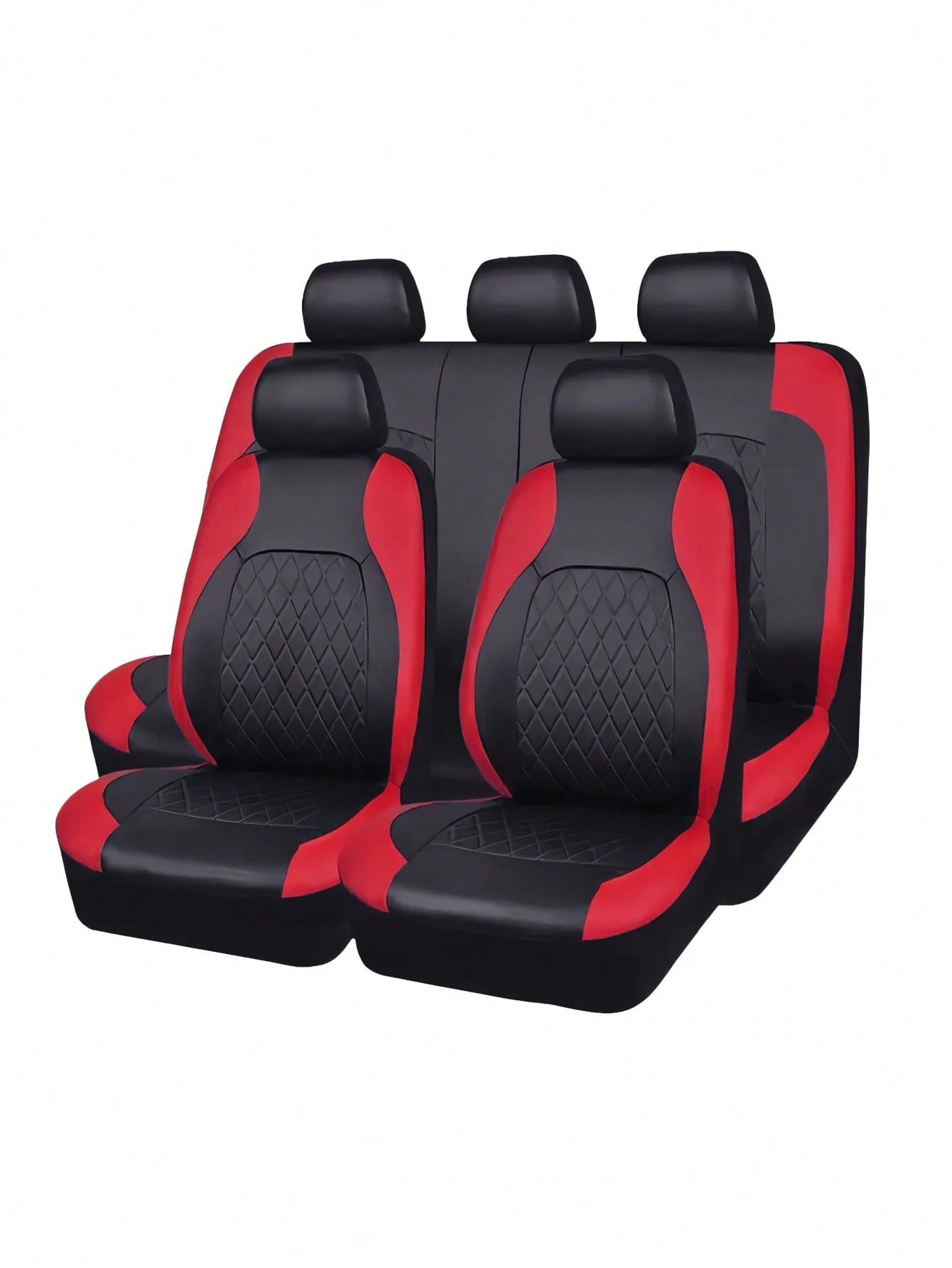 9pcs Car Seat Cover Set 5-Seat Universal PVC Leather 4mm Sponge Four Seasons Universal, Including 2 Front Seat Covers, 1 Backrest Cover, 1 Rear Seat Cover, 5 Headrest Covers,Car Seat Cover Full Set