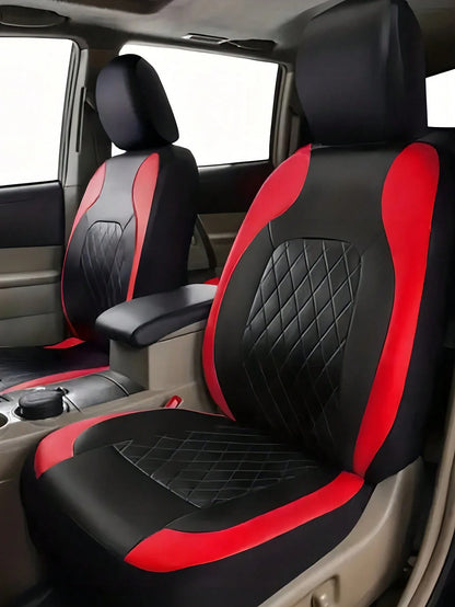 9pcs Car Seat Cover Set 5-Seat Universal PVC Leather 4mm Sponge Four Seasons Universal, Including 2 Front Seat Covers, 1 Backrest Cover, 1 Rear Seat Cover, 5 Headrest Covers,Car Seat Cover Full Set