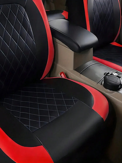9pcs Car Seat Cover Set 5-Seat Universal PVC Leather 4mm Sponge Four Seasons Universal, Including 2 Front Seat Covers, 1 Backrest Cover, 1 Rear Seat Cover, 5 Headrest Covers,Car Seat Cover Full Set
