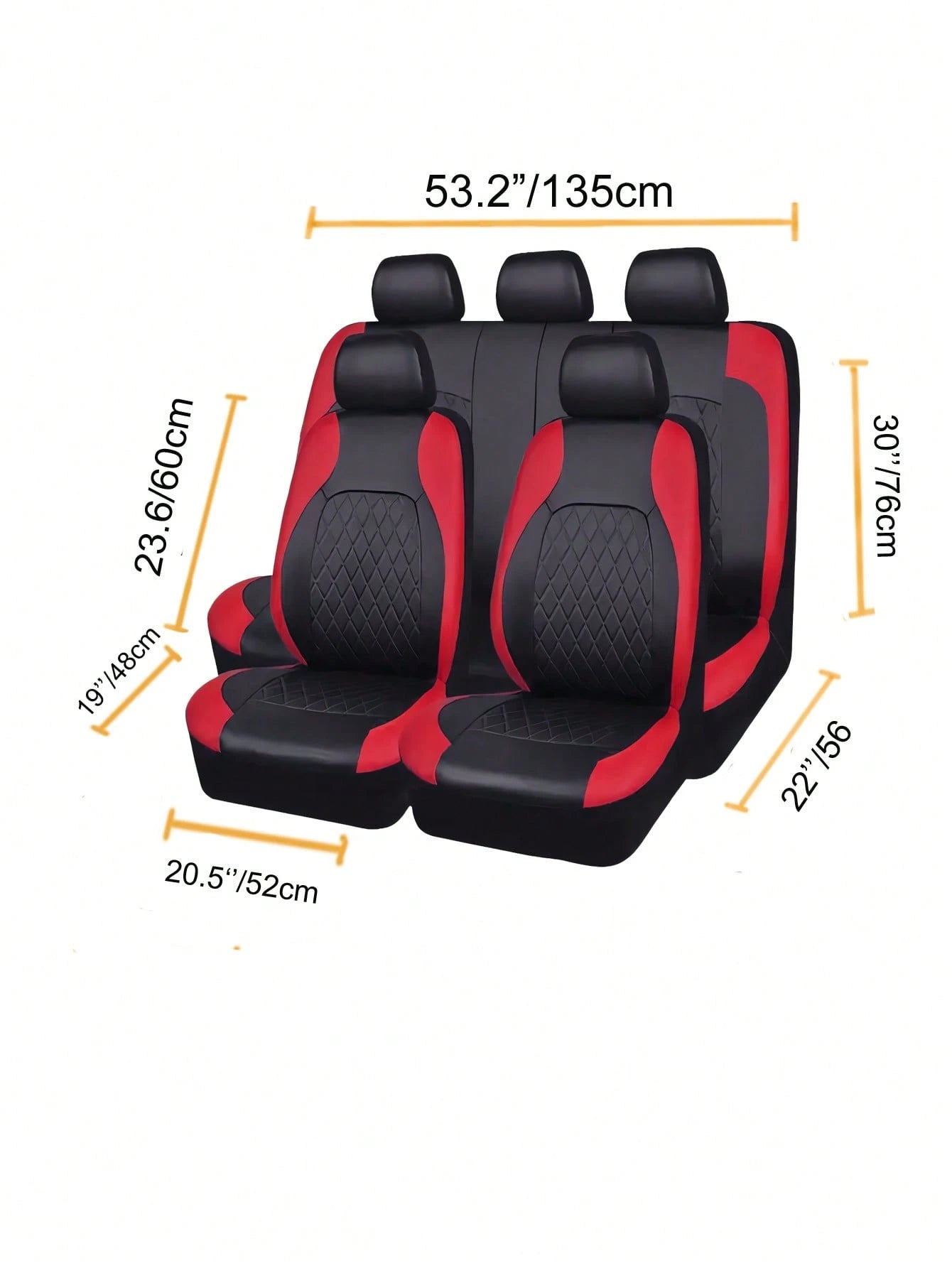 9pcs Car Seat Cover Set 5-Seat Universal PVC Leather 4mm Sponge Four Seasons Universal, Including 2 Front Seat Covers, 1 Backrest Cover, 1 Rear Seat Cover, 5 Headrest Covers,Car Seat Cover Full Set