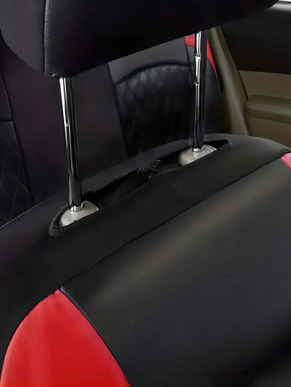 9pcs Car Seat Cover Set 5-Seat Universal PVC Leather 4mm Sponge Four Seasons Universal, Including 2 Front Seat Covers, 1 Backrest Cover, 1 Rear Seat Cover, 5 Headrest Covers,Car Seat Cover Full Set