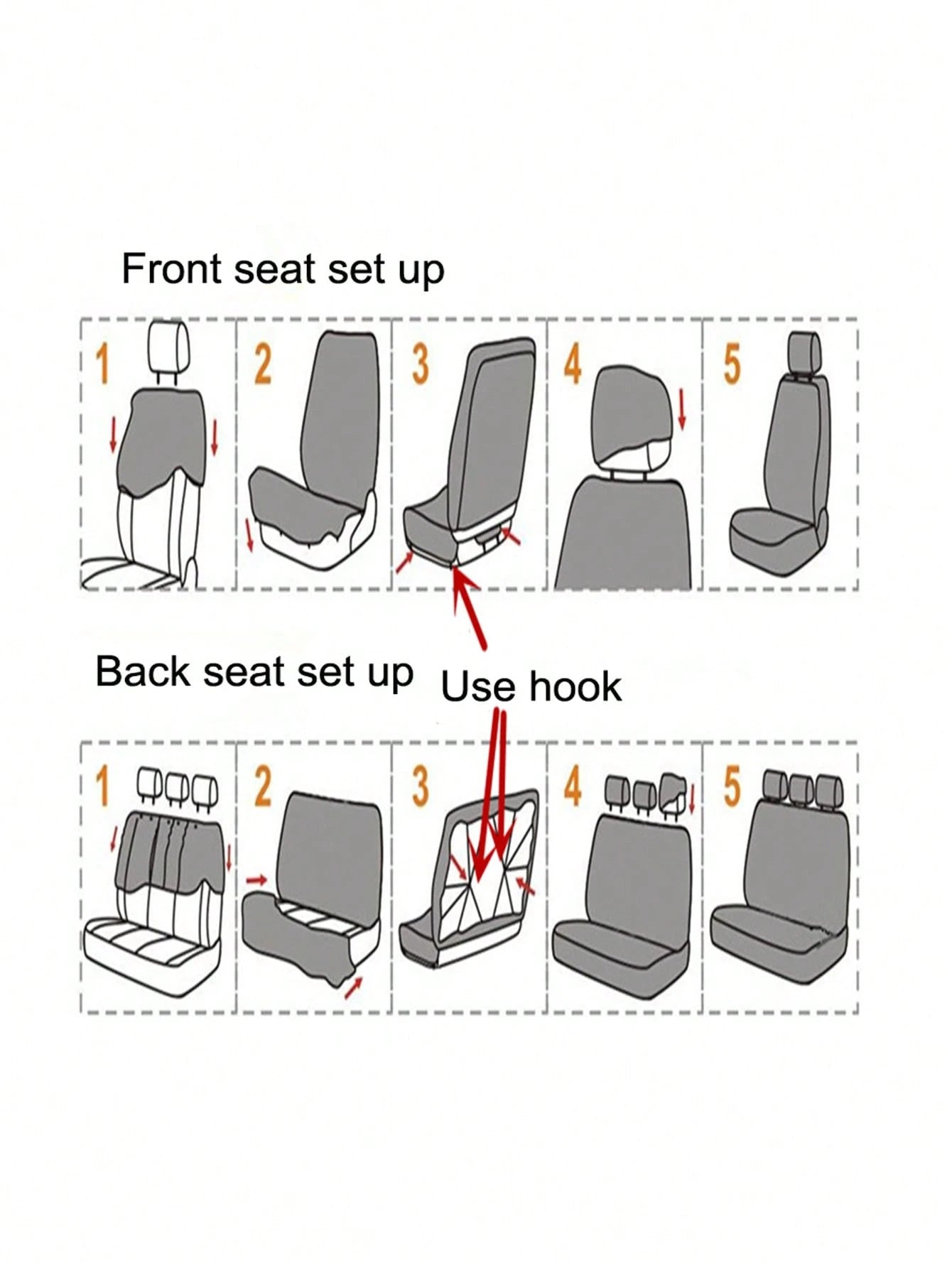 9pcs Car Seat Cover Set 5-Seat Universal PVC Leather 4mm Sponge Four Seasons Universal, Including 2 Front Seat Covers, 1 Backrest Cover, 1 Rear Seat Cover, 5 Headrest Covers,Car Seat Cover Full Set