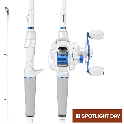 Casting Rod & Reel Combo, IM6 Graphite 2-Piece Blank, Stainless Steel Guides, EVA Handle, Sensitive Fishing Combo