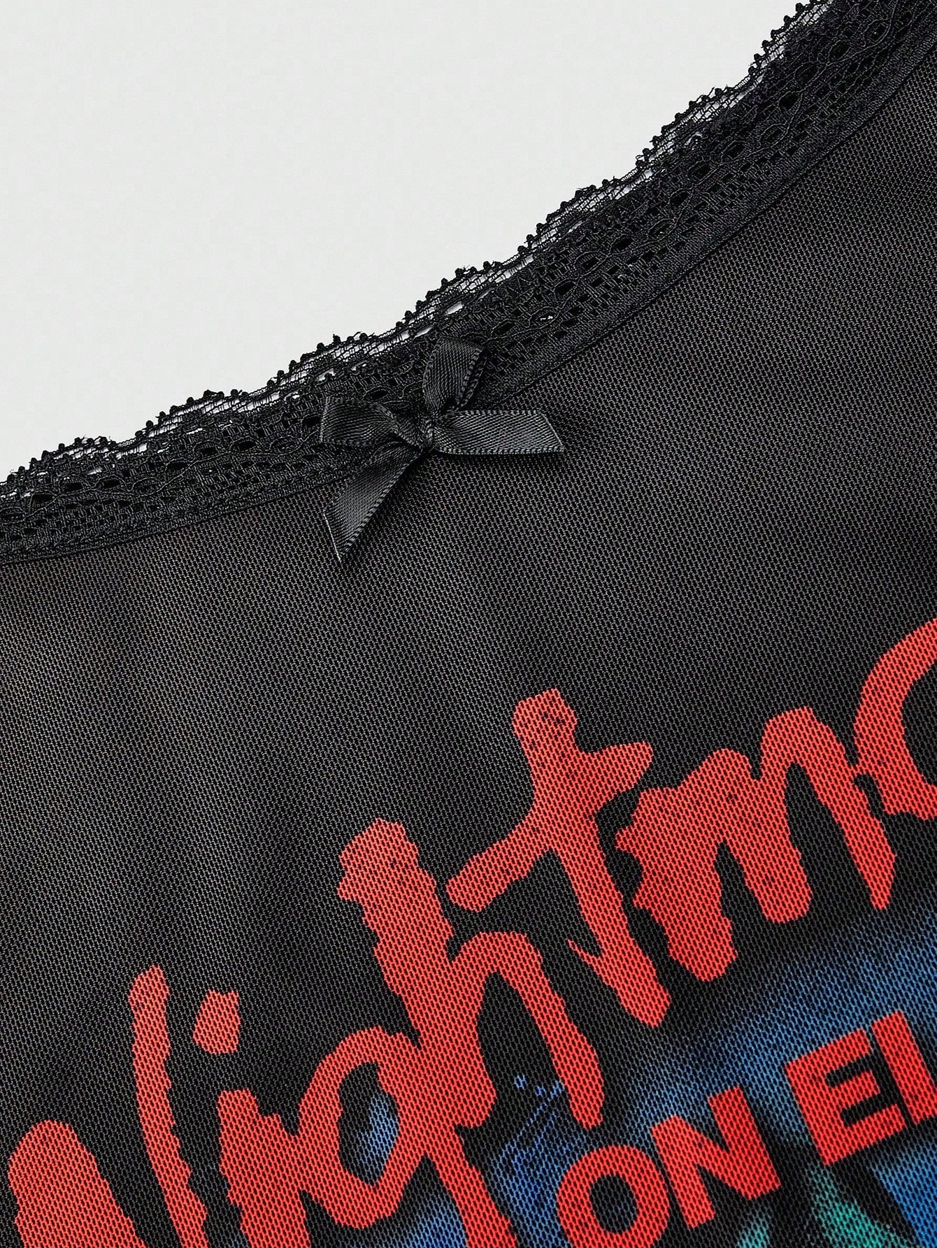 A Nightmare on Elm Street X ROMWE Spring|Summer Carnival Party Casual Graphic Women's Figure Graphic Mesh Patchwork Camisole Black Mini Dress