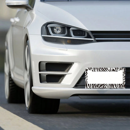 A Zebra-Pattern License Plate Frame Designed As A Vehicle Decorative Cover.This Aluminum Bracket Holder Is Rust-Proof, Noise-Proof, And Weather-Resistant, Suitable For Standard American License Plates
