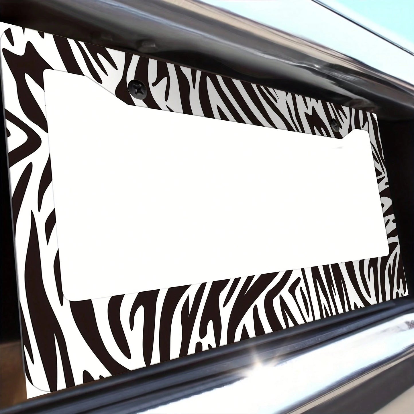 A Zebra-Pattern License Plate Frame Designed As A Vehicle Decorative Cover.This Aluminum Bracket Holder Is Rust-Proof, Noise-Proof, And Weather-Resistant, Suitable For Standard American License Plates