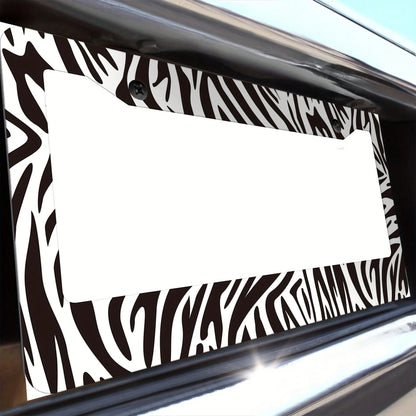 A Zebra-Pattern License Plate Frame Designed As A Vehicle Decorative Cover.This Aluminum Bracket Holder Is Rust-Proof, Noise-Proof, And Weather-Resistant, Suitable For Standard American License Plates