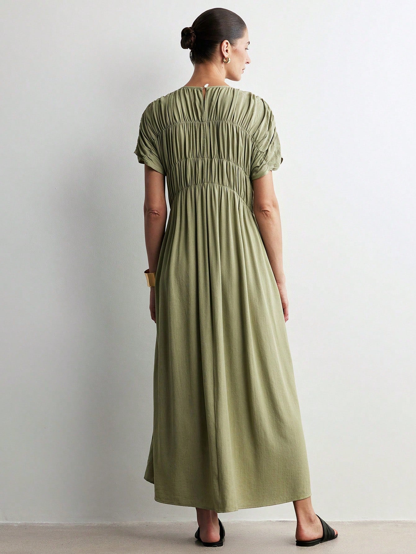 Aalyst Women's Casual Loose Ruched Pocket Dress With Cap Sleeve, Elegant And Romantic For Outings, Dates, Easter, Mother's Day, Commuting, Vacation, Summer
