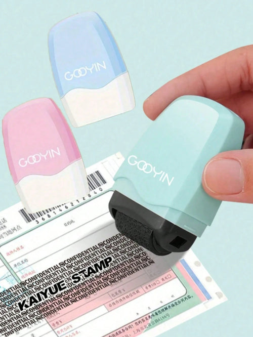 ABS Material Identity Protection Rolling Seal- GODYIN Privacy Protection, Used To Hide Confidential Information And Addresses, Anti-Theft, Blue/Pink/Green Available, Fashionable Smooth Surface, Schoo