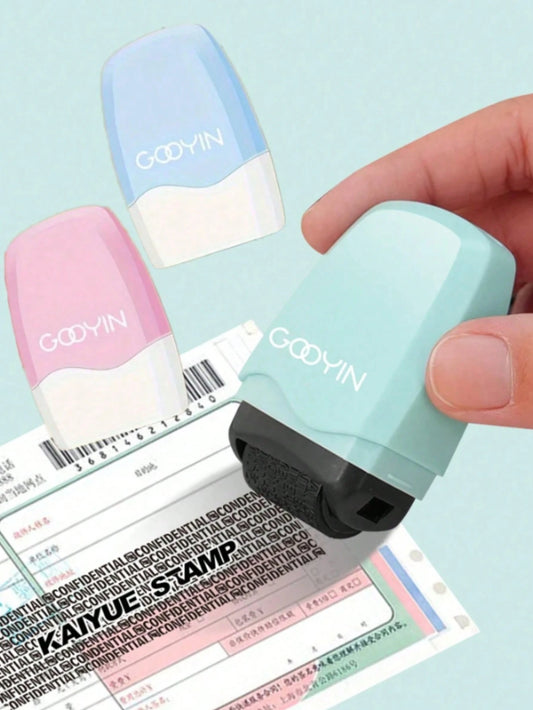 ABS Material Identity Protection Rolling Seal- GODYIN Privacy Protection, Used To Hide Confidential Information And Addresses, Anti-Theft, Blue/Pink/Green Available, Fashionable Smooth Surface, Schoo