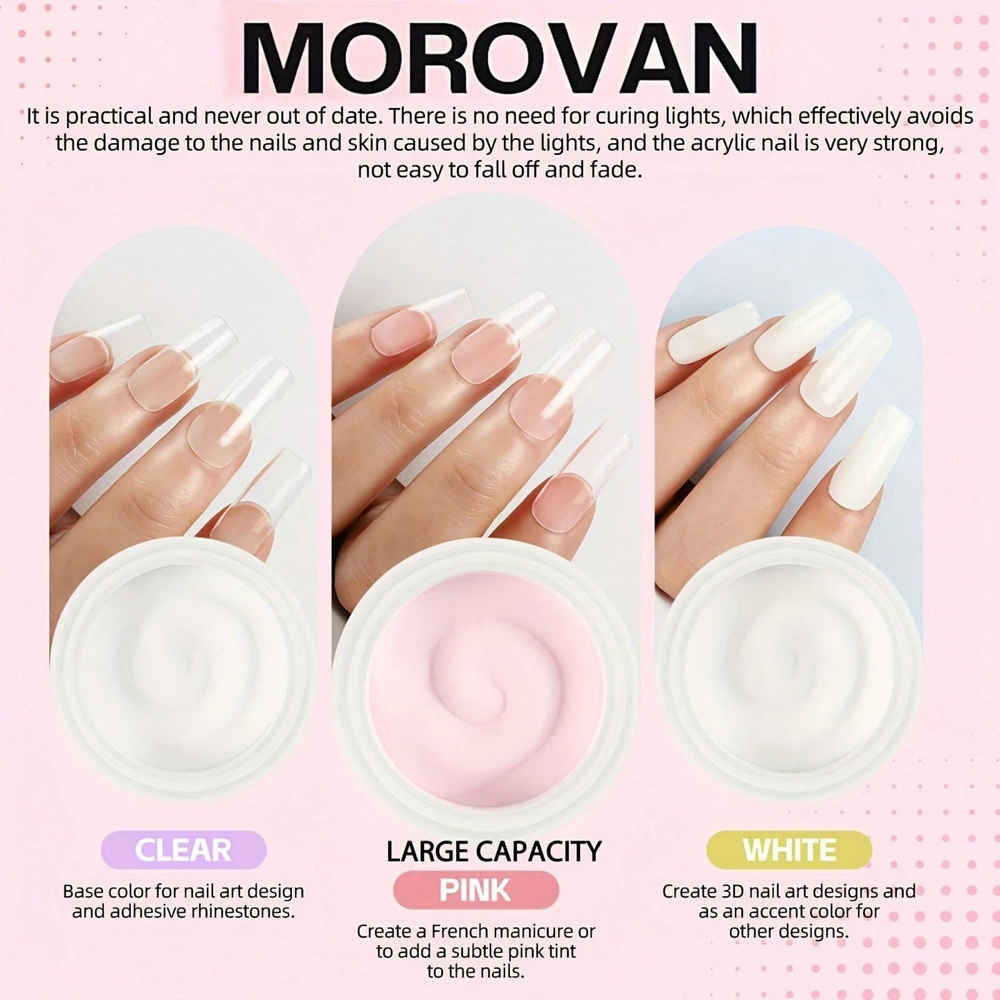 Acrylic Morovan Nail Kit- Clear, Pink, White Powder, Crystal Liquid, Nail Drill, Nail Supplies, Topcoat- Great For Beginners, DIY Nail Tech Supplies, Christmas Gifts,Halloween