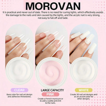 Acrylic Morovan Nail Kit- Clear, Pink, White Powder, Crystal Liquid, Nail Drill, Nail Supplies, Topcoat- Great For Beginners, DIY Nail Tech Supplies, Christmas Gifts,Halloween