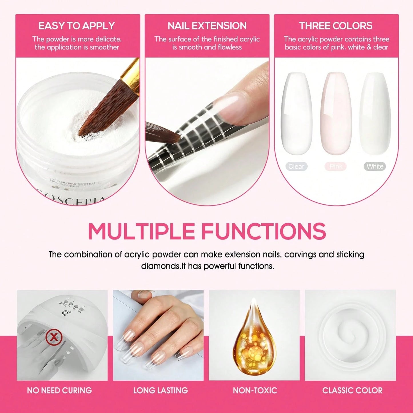 Acrylic Nail Kit For Beginners With Everything Nails Kit Acrylic Set With Drill And U V Light Professional Glitter Powder Decorations Rhinstones DIY Gifts For Women