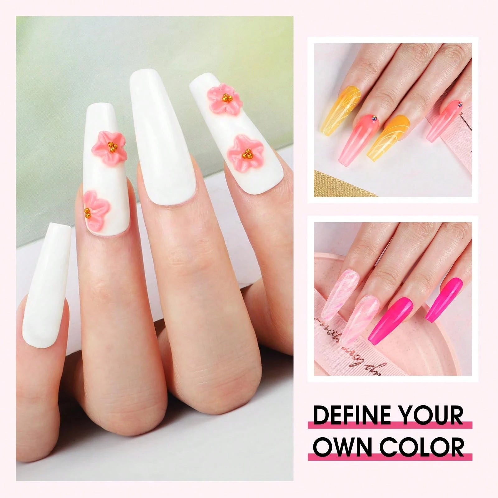 Acrylic Nail Kit For Beginners With Everything Nails Kit Acrylic Set With Drill And U V Light Professional Glitter Powder Decorations Rhinstones DIY Gifts For Women