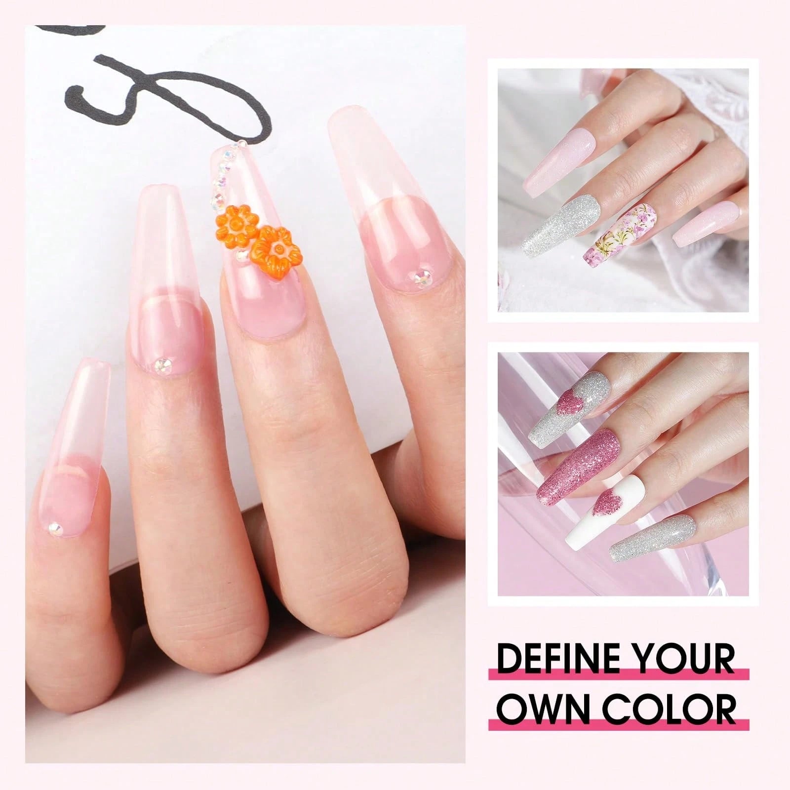 Acrylic Nail Kit For Beginners With Everything Nails Kit Acrylic Set With Drill And U V Light Professional Glitter Powder Decorations Rhinstones DIY Gifts For Women