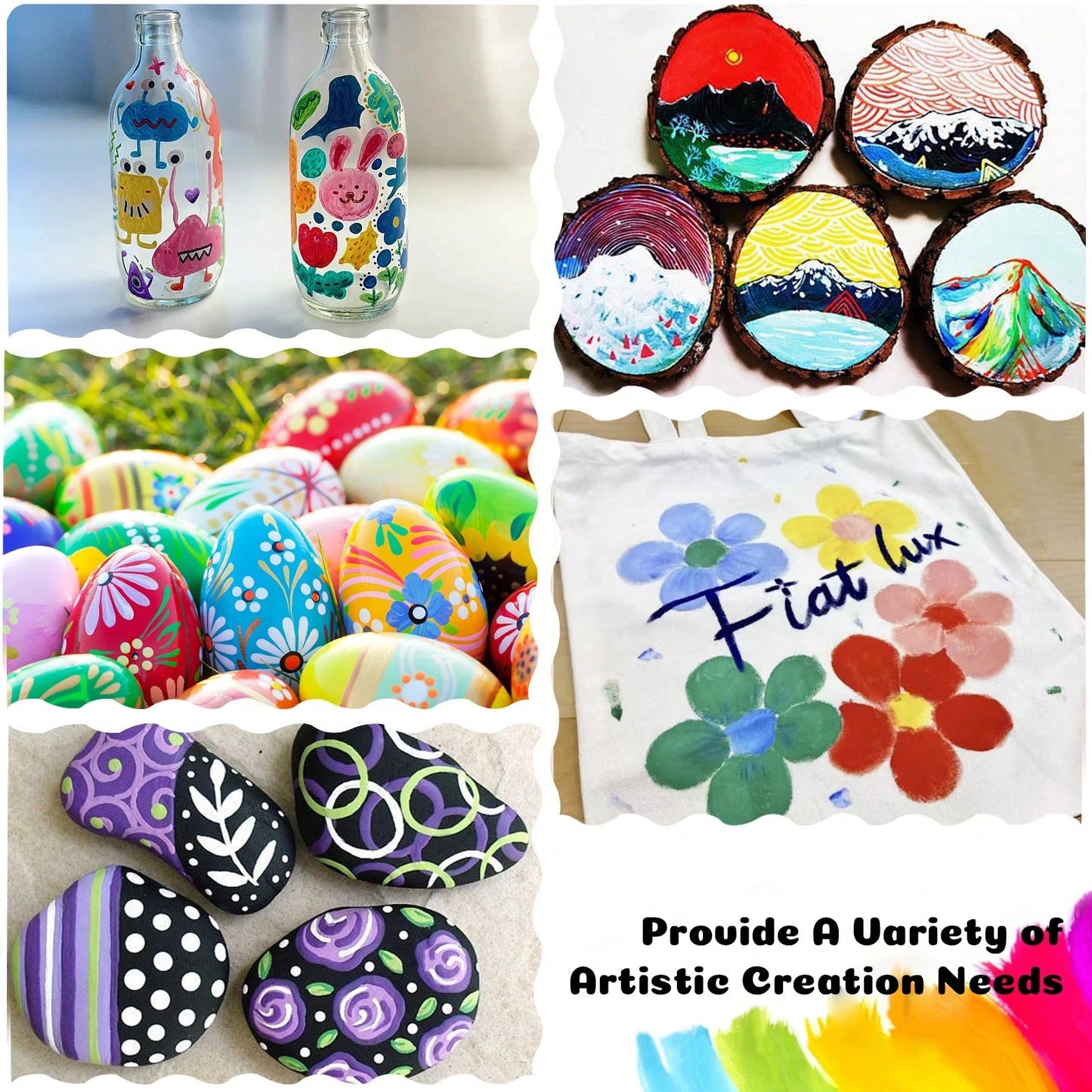 Acrylic Paint Markers 24 Colors, Acrylic Paint Pens, Rock Painting, Paper, Pumpkin, Wood, Egg, Canvas, Ceramic, Fabric, Leather, Glass, DIY Crafts.